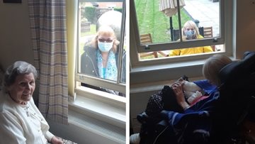 Residents enjoy window visit with loved ones at Stalybridge home